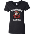 T-Shirts Black / S Fighting Santa Women's V-Neck T-Shirt