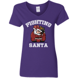 T-Shirts Purple / S Fighting Santa Women's V-Neck T-Shirt