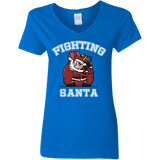 T-Shirts Royal / S Fighting Santa Women's V-Neck T-Shirt