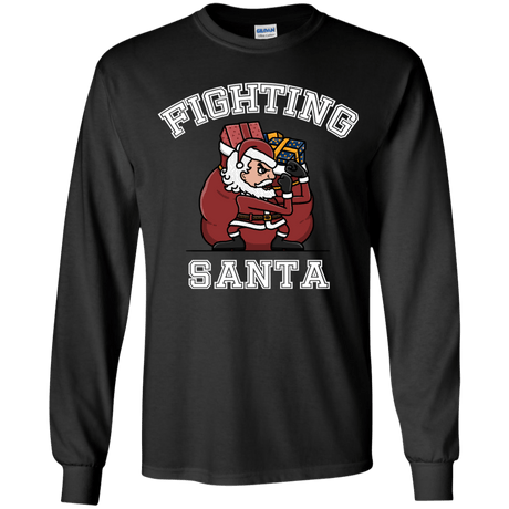 T-Shirts Black / YS Fighting Santa Youth Long Sleeve T-Shirt