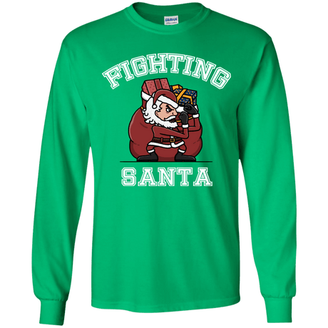 T-Shirts Irish Green / YS Fighting Santa Youth Long Sleeve T-Shirt