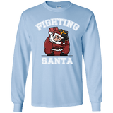 T-Shirts Light Blue / YS Fighting Santa Youth Long Sleeve T-Shirt