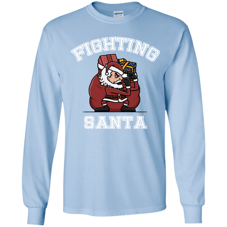 T-Shirts Light Blue / YS Fighting Santa Youth Long Sleeve T-Shirt