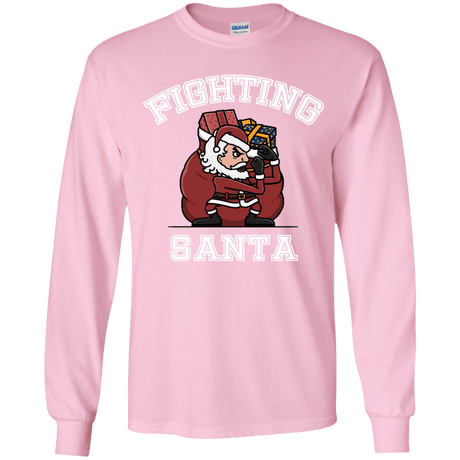 T-Shirts Light Pink / YS Fighting Santa Youth Long Sleeve T-Shirt