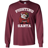T-Shirts Maroon / YS Fighting Santa Youth Long Sleeve T-Shirt
