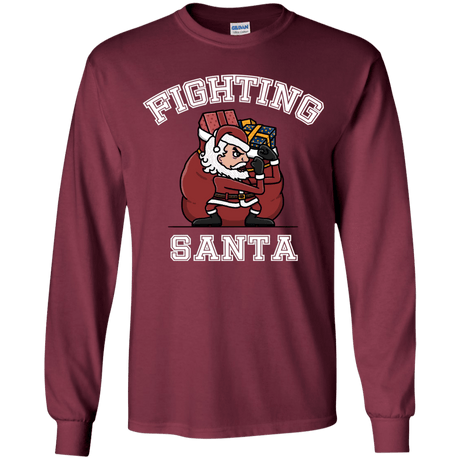T-Shirts Maroon / YS Fighting Santa Youth Long Sleeve T-Shirt