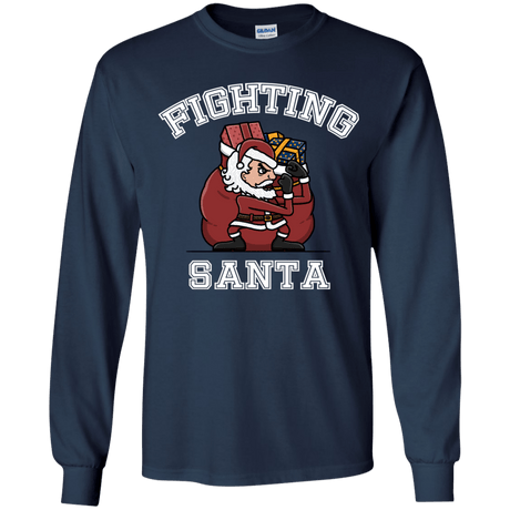 T-Shirts Navy / YS Fighting Santa Youth Long Sleeve T-Shirt