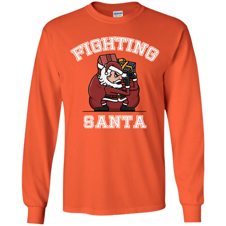 T-Shirts Orange / YS Fighting Santa Youth Long Sleeve T-Shirt
