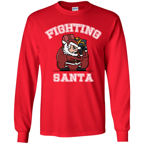 T-Shirts Red / YS Fighting Santa Youth Long Sleeve T-Shirt