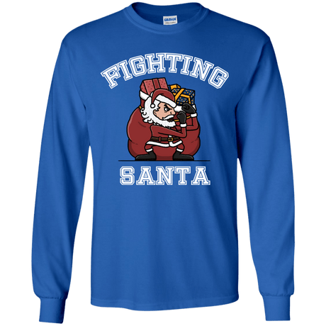T-Shirts Royal / YS Fighting Santa Youth Long Sleeve T-Shirt
