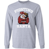 T-Shirts Sport Grey / YS Fighting Santa Youth Long Sleeve T-Shirt
