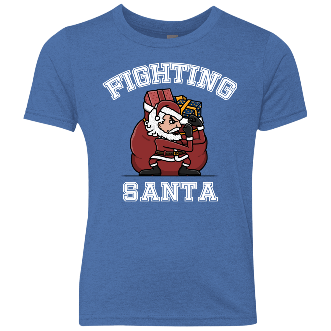 T-Shirts Vintage Royal / YXS Fighting Santa Youth Triblend T-Shirt