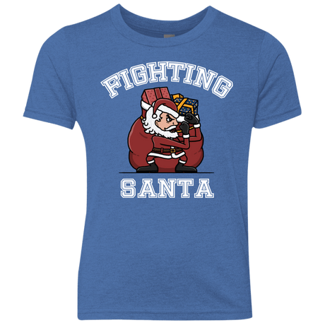 T-Shirts Vintage Royal / YXS Fighting Santa Youth Triblend T-Shirt