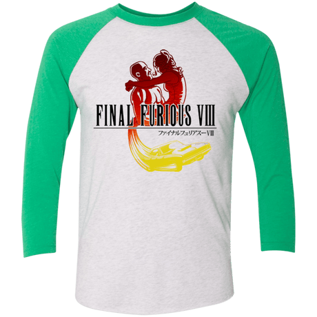 T-Shirts Heather White/Envy / X-Small Final Furious 8 Men's Triblend 3/4 Sleeve