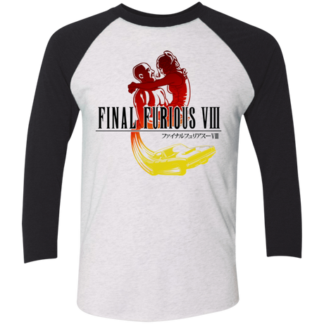 T-Shirts Heather White/Vintage Black / X-Small Final Furious 8 Men's Triblend 3/4 Sleeve