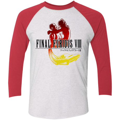T-Shirts Heather White/Vintage Red / X-Small Final Furious 8 Men's Triblend 3/4 Sleeve