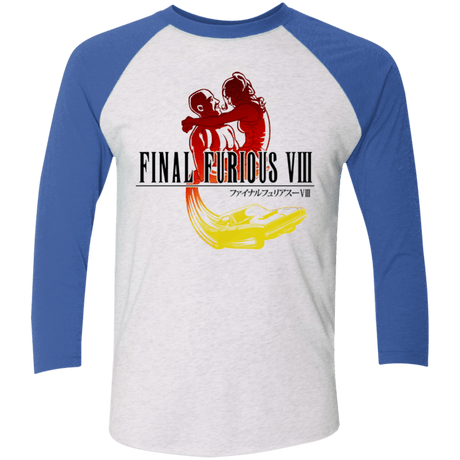 T-Shirts Heather White/Vintage Royal / X-Small Final Furious 8 Men's Triblend 3/4 Sleeve