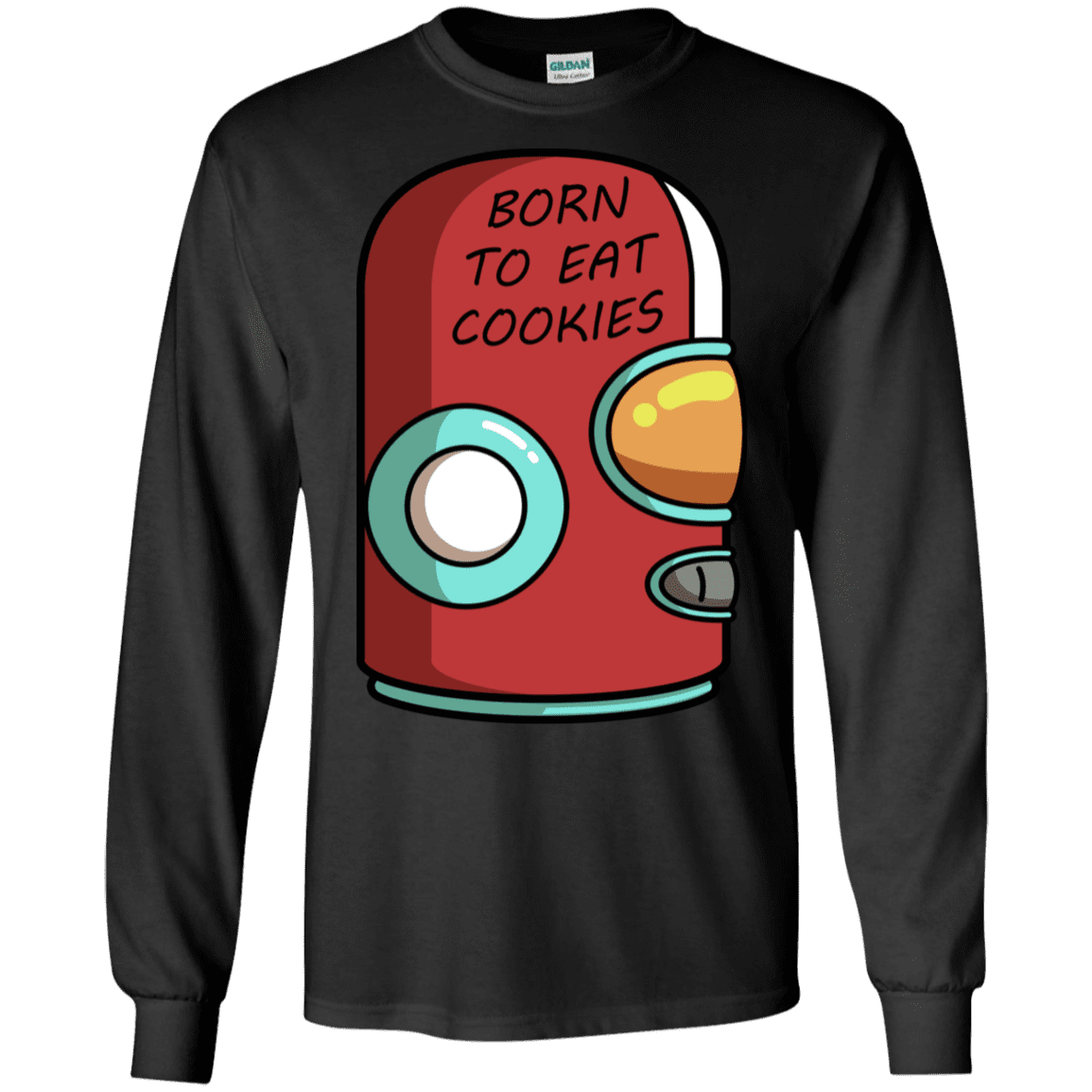 T-Shirts Black / S Final Space Gary Born To Eat Cookies Men's Long Sleeve T-Shirt