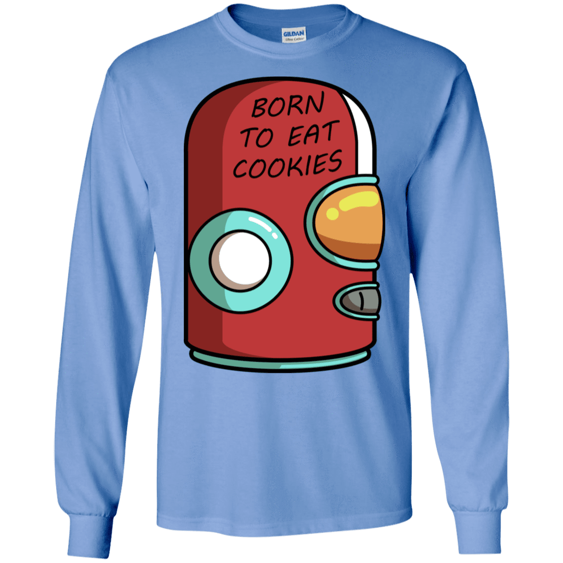 T-Shirts Carolina Blue / S Final Space Gary Born To Eat Cookies Men's Long Sleeve T-Shirt