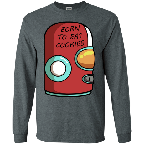 T-Shirts Dark Heather / S Final Space Gary Born To Eat Cookies Men's Long Sleeve T-Shirt