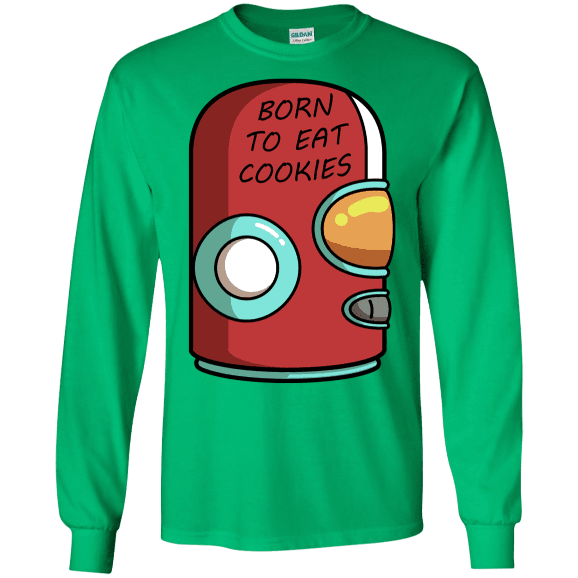 T-Shirts Irish Green / S Final Space Gary Born To Eat Cookies Men's Long Sleeve T-Shirt