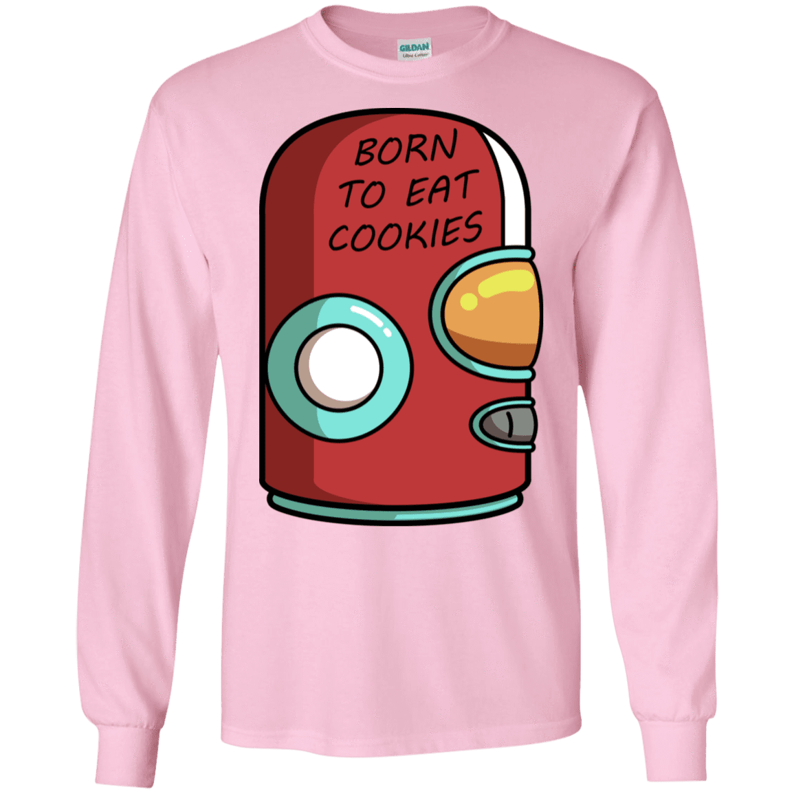 T-Shirts Light Pink / S Final Space Gary Born To Eat Cookies Men's Long Sleeve T-Shirt