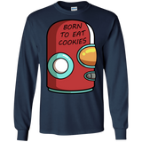 T-Shirts Navy / S Final Space Gary Born To Eat Cookies Men's Long Sleeve T-Shirt