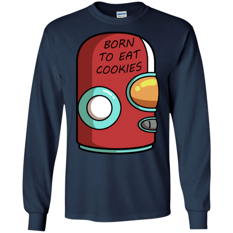 T-Shirts Navy / S Final Space Gary Born To Eat Cookies Men's Long Sleeve T-Shirt