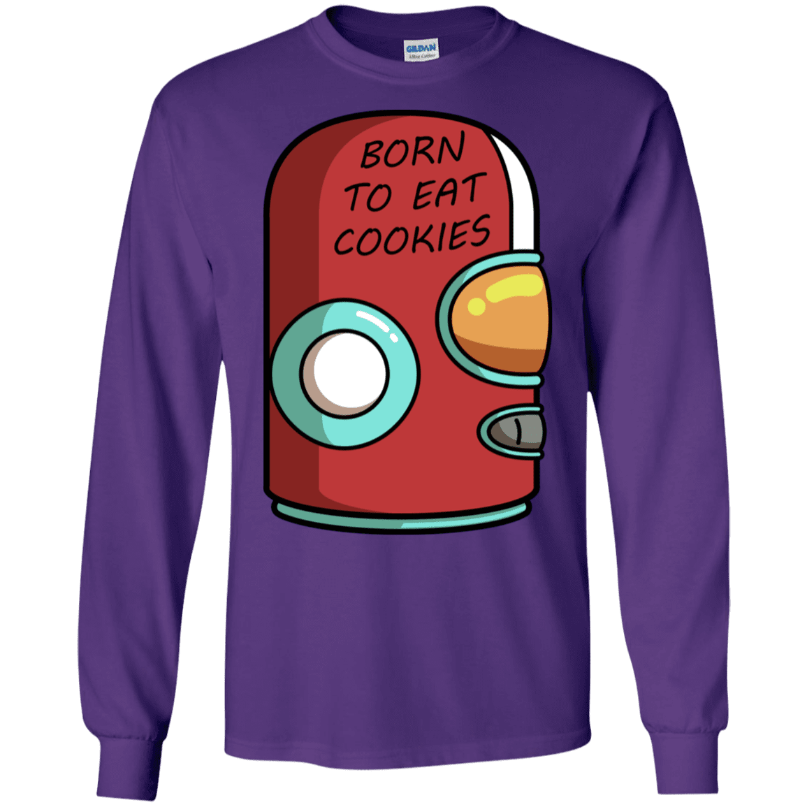 T-Shirts Purple / S Final Space Gary Born To Eat Cookies Men's Long Sleeve T-Shirt