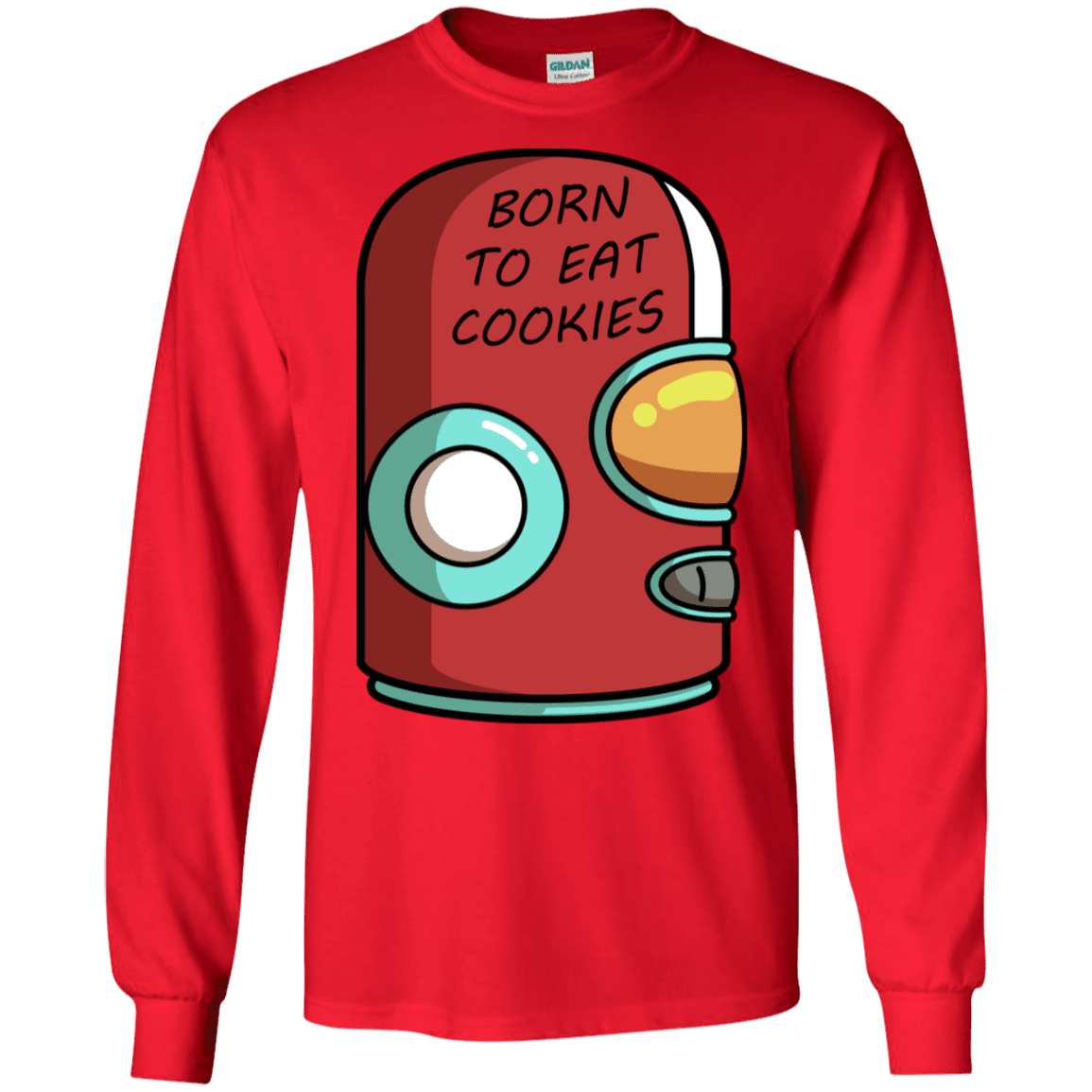 T-Shirts Red / S Final Space Gary Born To Eat Cookies Men's Long Sleeve T-Shirt