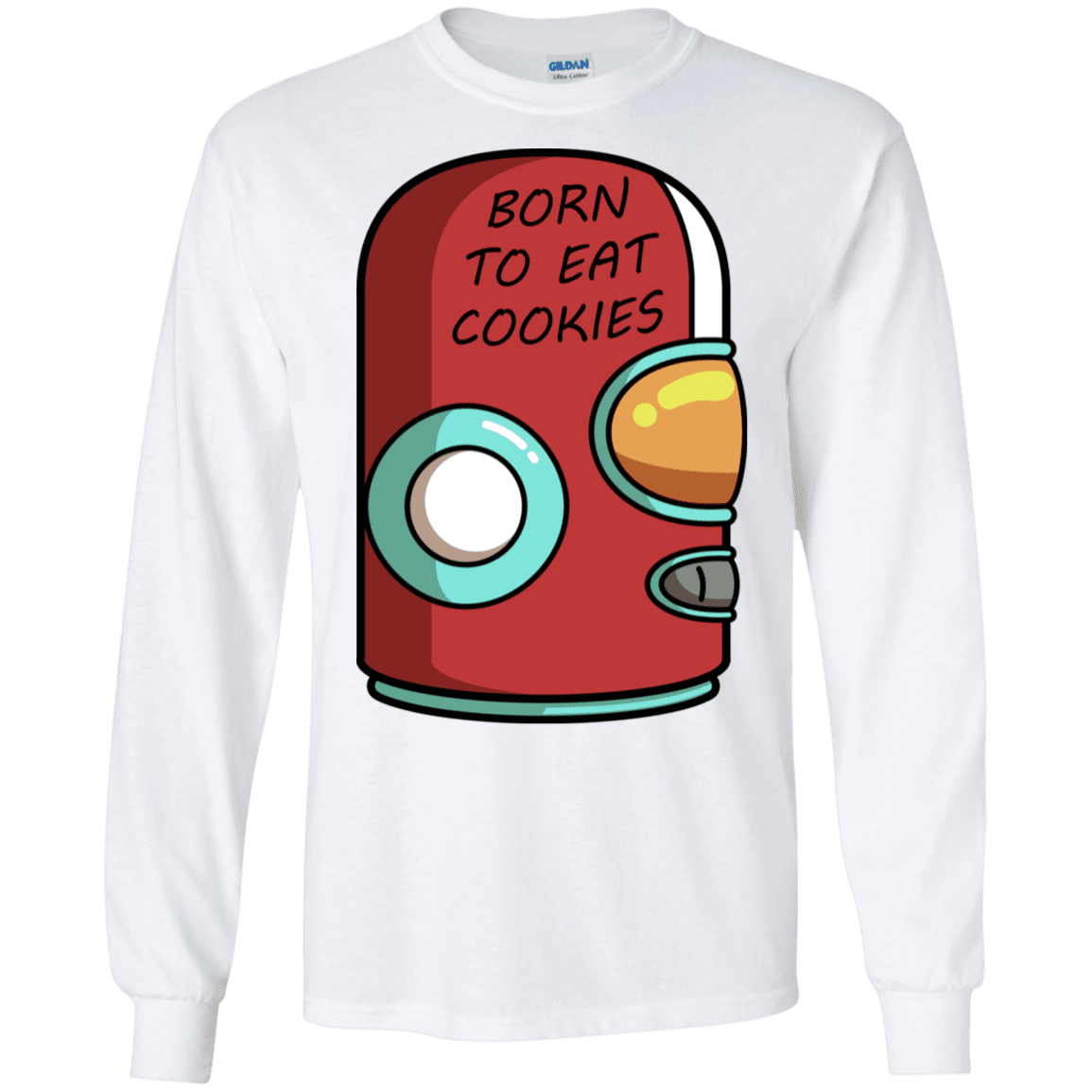 T-Shirts White / S Final Space Gary Born To Eat Cookies Men's Long Sleeve T-Shirt