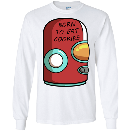 T-Shirts White / S Final Space Gary Born To Eat Cookies Men's Long Sleeve T-Shirt