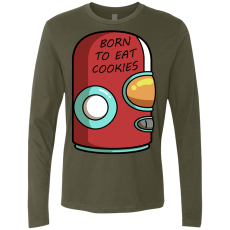 T-Shirts Military Green / S Final Space Gary Born To Eat Cookies Men's Premium Long Sleeve