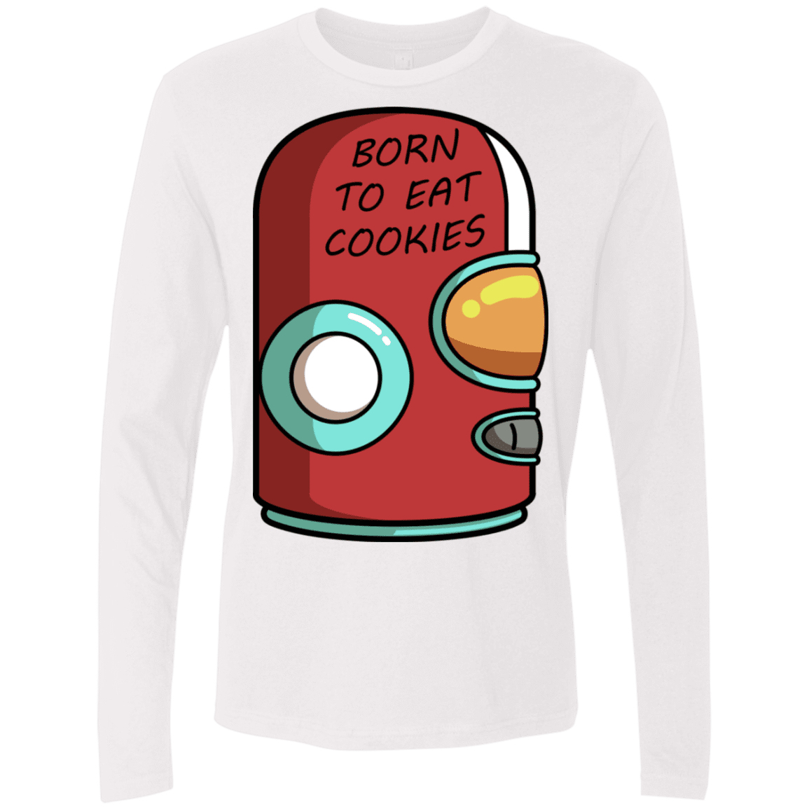 T-Shirts White / S Final Space Gary Born To Eat Cookies Men's Premium Long Sleeve