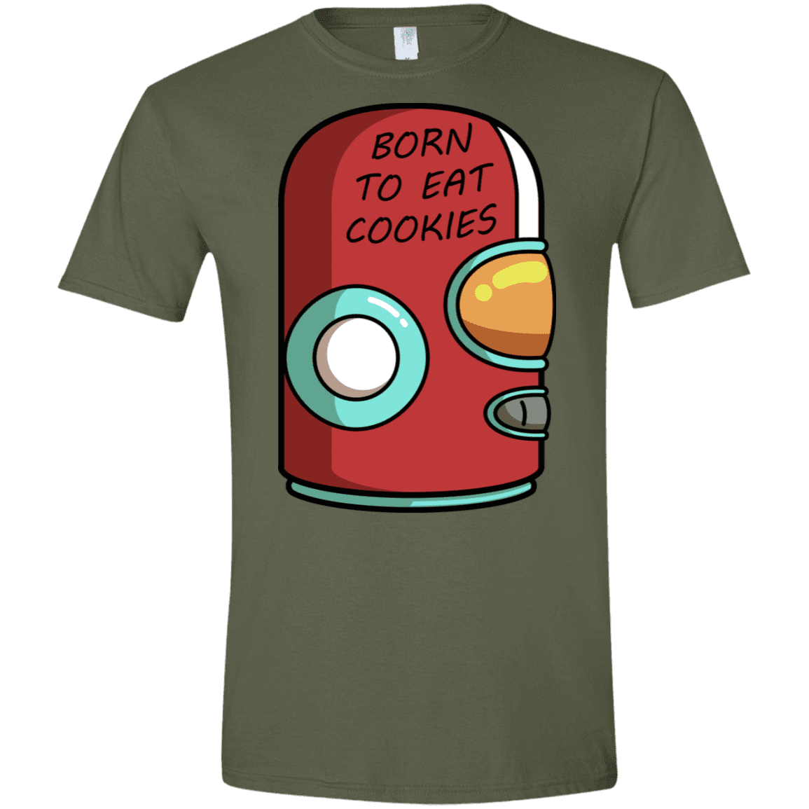 T-Shirts Military Green / S Final Space Gary Born To Eat Cookies Men's Semi-Fitted Softstyle