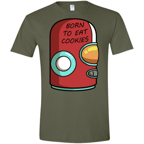 T-Shirts Military Green / S Final Space Gary Born To Eat Cookies Men's Semi-Fitted Softstyle