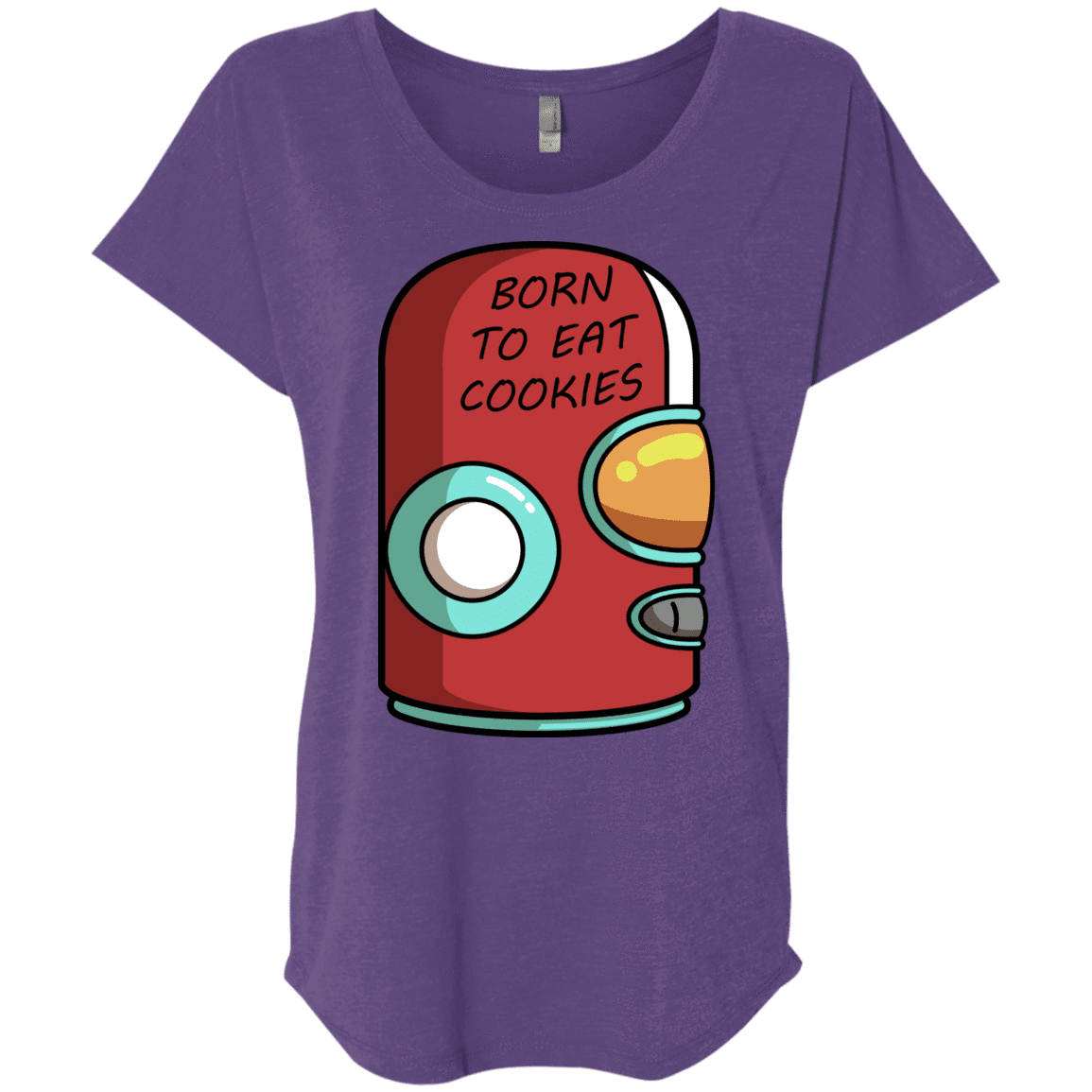 T-Shirts Purple Rush / X-Small Final Space Gary Born To Eat Cookies Triblend Dolman Sleeve