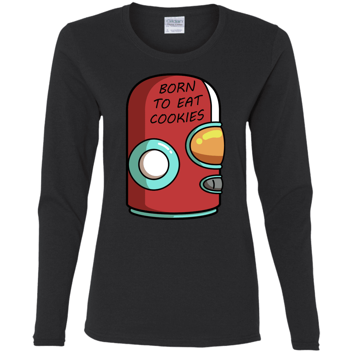 T-Shirts Black / S Final Space Gary Born To Eat Cookies Women's Long Sleeve T-Shirt