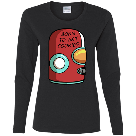 T-Shirts Black / S Final Space Gary Born To Eat Cookies Women's Long Sleeve T-Shirt