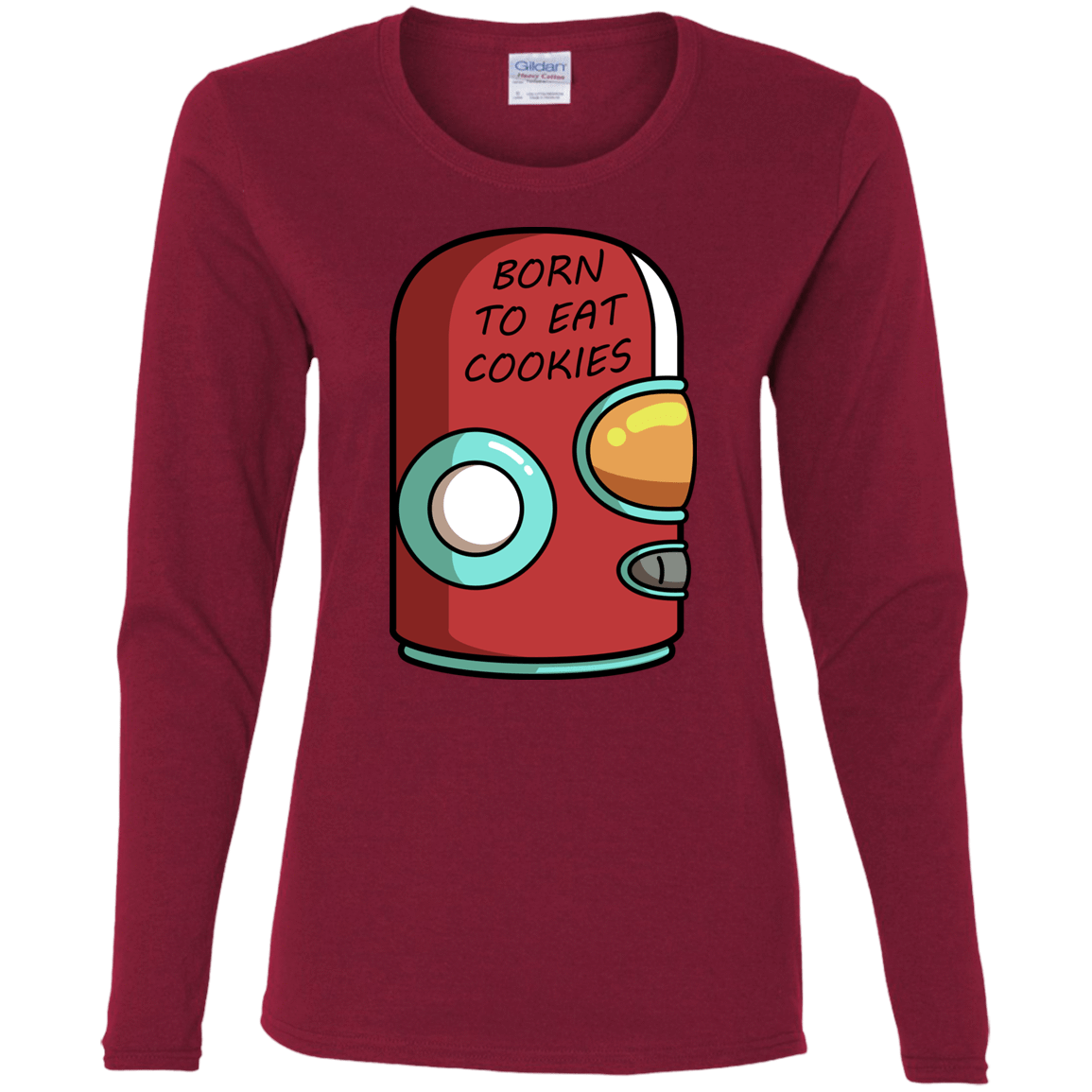 T-Shirts Cardinal / S Final Space Gary Born To Eat Cookies Women's Long Sleeve T-Shirt