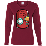 T-Shirts Cardinal / S Final Space Gary Born To Eat Cookies Women's Long Sleeve T-Shirt