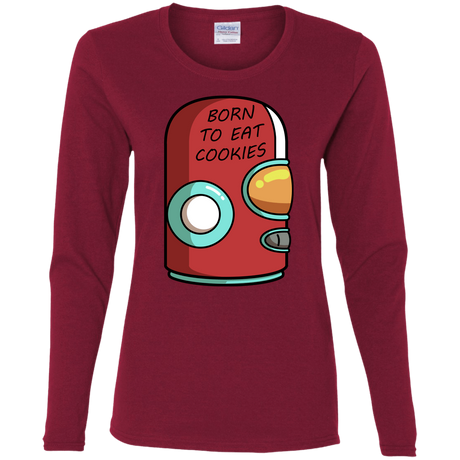 T-Shirts Cardinal / S Final Space Gary Born To Eat Cookies Women's Long Sleeve T-Shirt