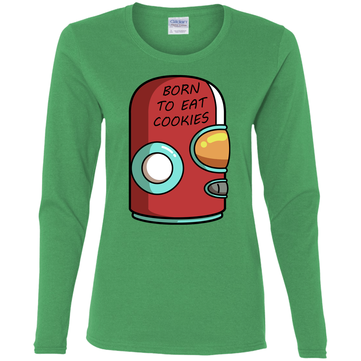 T-Shirts Irish Green / S Final Space Gary Born To Eat Cookies Women's Long Sleeve T-Shirt