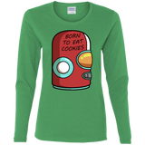 T-Shirts Irish Green / S Final Space Gary Born To Eat Cookies Women's Long Sleeve T-Shirt