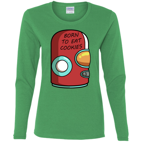 T-Shirts Irish Green / S Final Space Gary Born To Eat Cookies Women's Long Sleeve T-Shirt