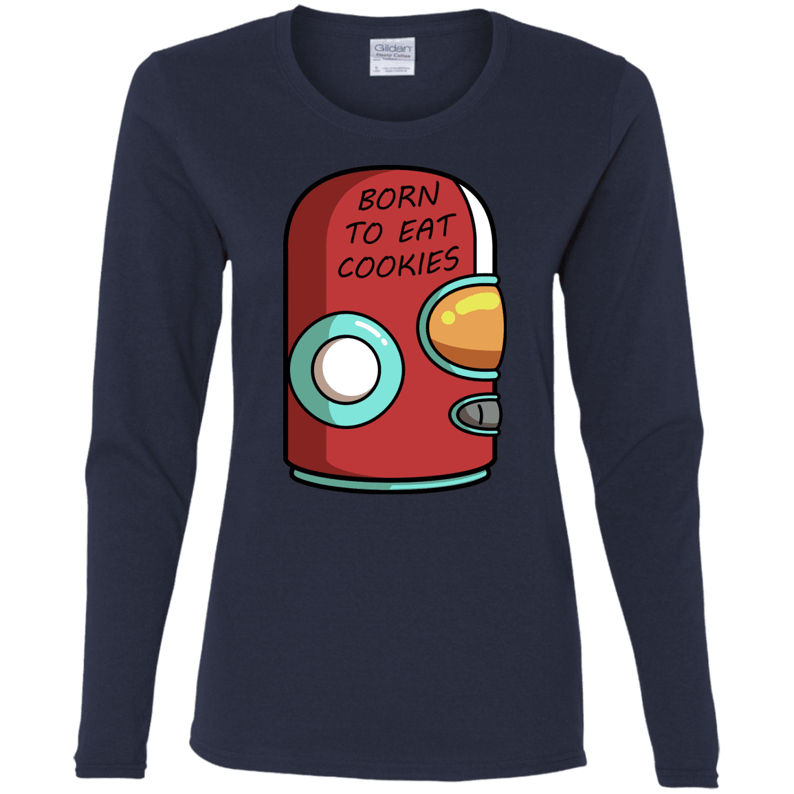 T-Shirts Navy / S Final Space Gary Born To Eat Cookies Women's Long Sleeve T-Shirt