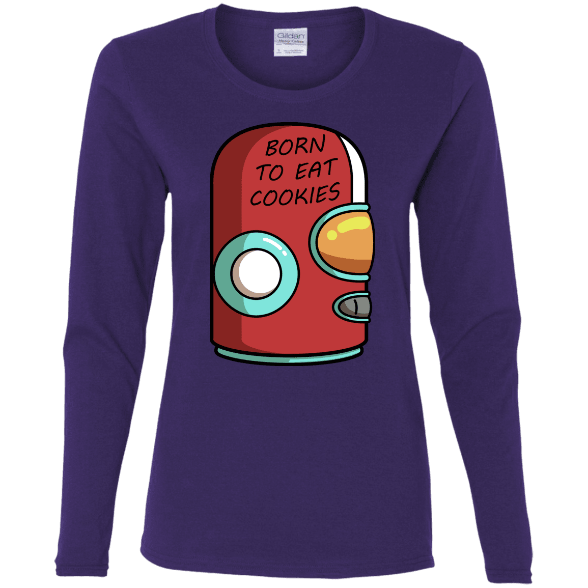 T-Shirts Purple / S Final Space Gary Born To Eat Cookies Women's Long Sleeve T-Shirt