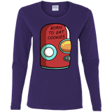 T-Shirts Purple / S Final Space Gary Born To Eat Cookies Women's Long Sleeve T-Shirt