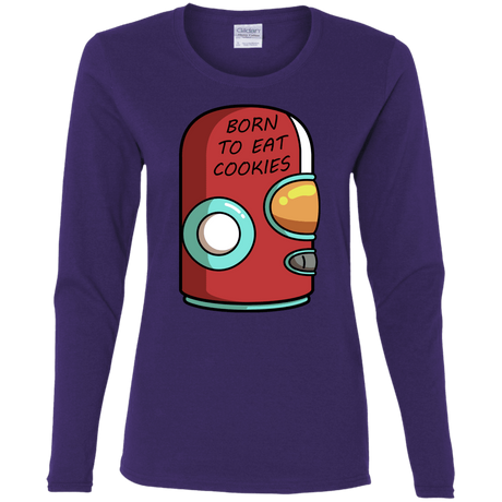 T-Shirts Purple / S Final Space Gary Born To Eat Cookies Women's Long Sleeve T-Shirt