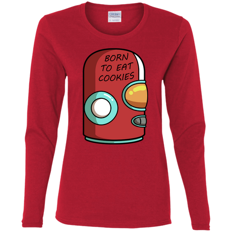 T-Shirts Red / S Final Space Gary Born To Eat Cookies Women's Long Sleeve T-Shirt